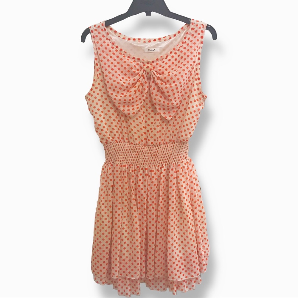 Short White Summer Dress with Red Polka Dots☀️